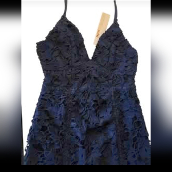 NWT Morning Mist Beautiful dark blue navy overlay lace dress women's size 10. - Picture 2 of 13